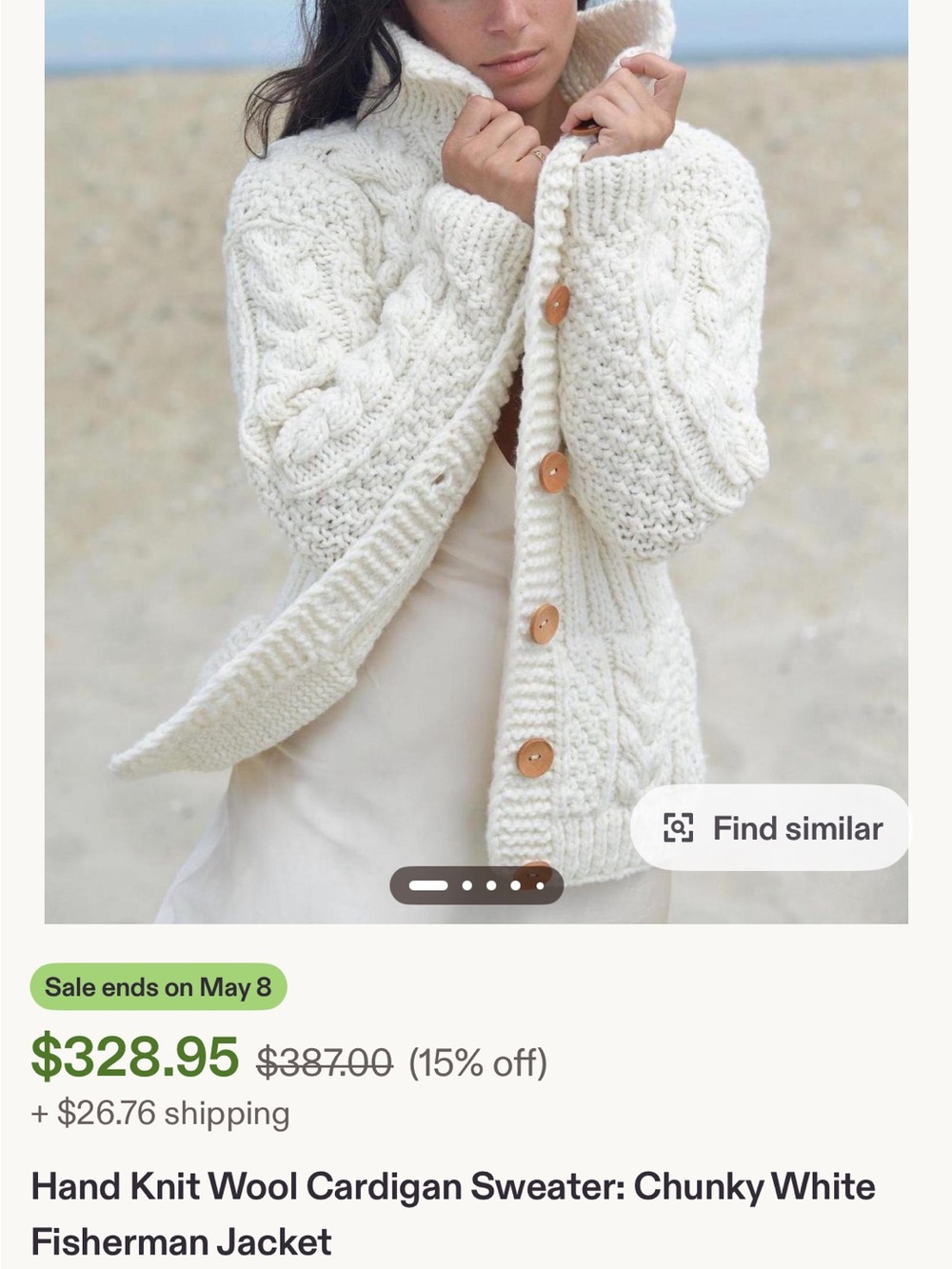 Chunky Cable Knit Button-Up Cardigan - Cream
